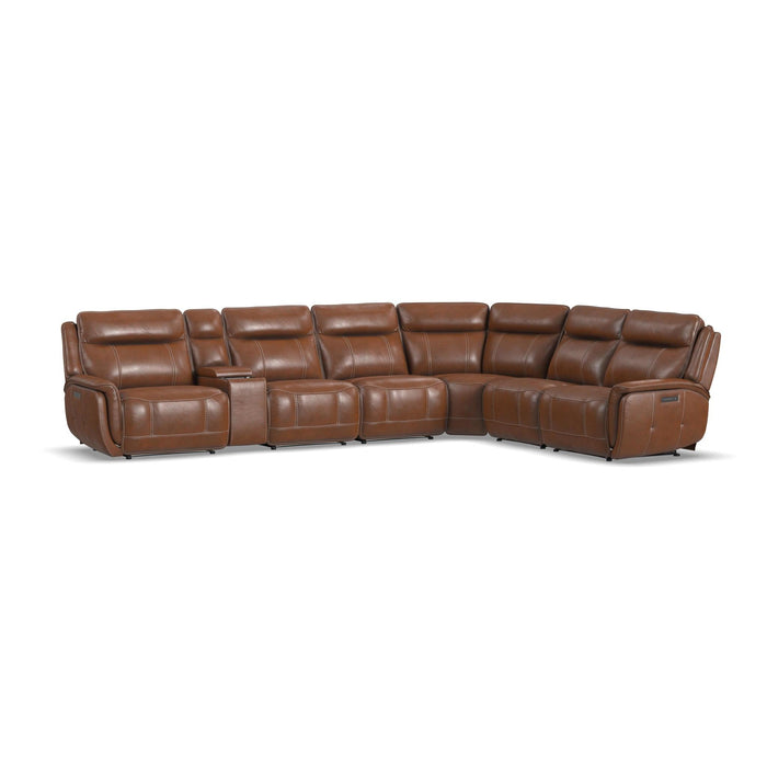 Swift Leather Power Reclining Sectional with Power Headrests & Lumbar