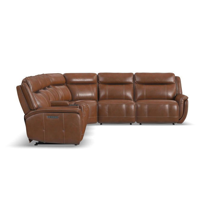 Swift Leather Power Reclining Sectional with Power Headrests & Lumbar