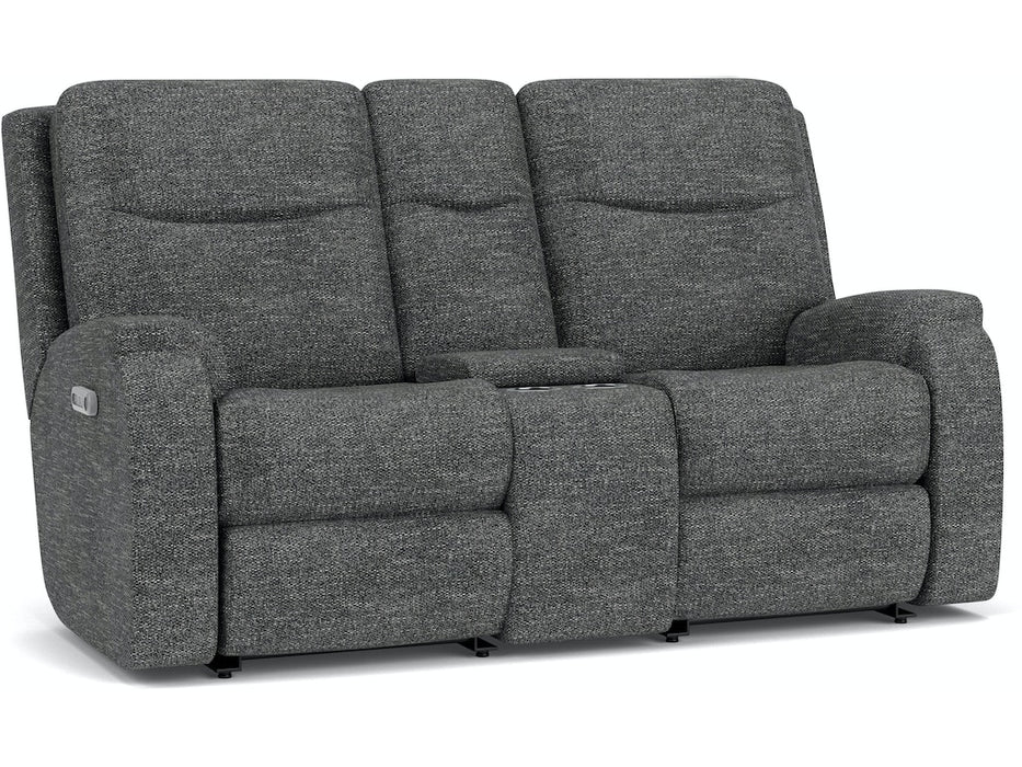 Penn Power Reclining Loveseat with Console and Power Headrests and Lumbar