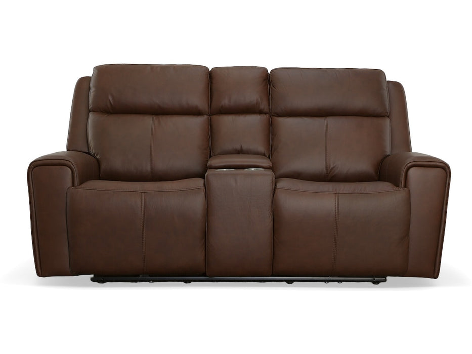 Barnett Power Reclining Loveseat with Console and Power Headrests and Lumbar